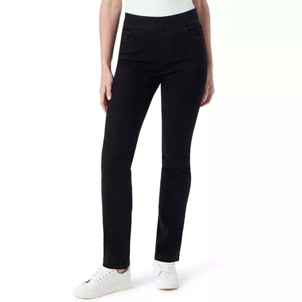 NWT Gloria Vanderbilt Black Rinse Denim Amanda Pull-On jeans Women's Size 16S